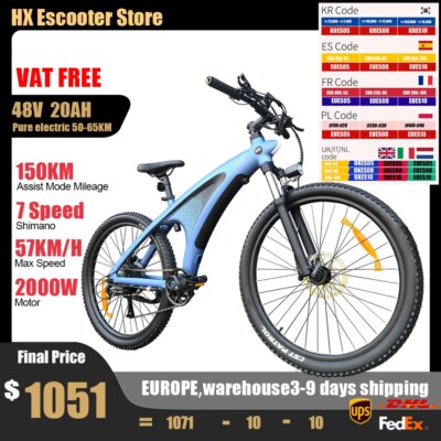 HX Q5 Ebikes 2000W Adults Electric Bike 57KM/H Electric Bicycle 27.5 Inch Removable battery Electric E Bikes Mountain Ebike