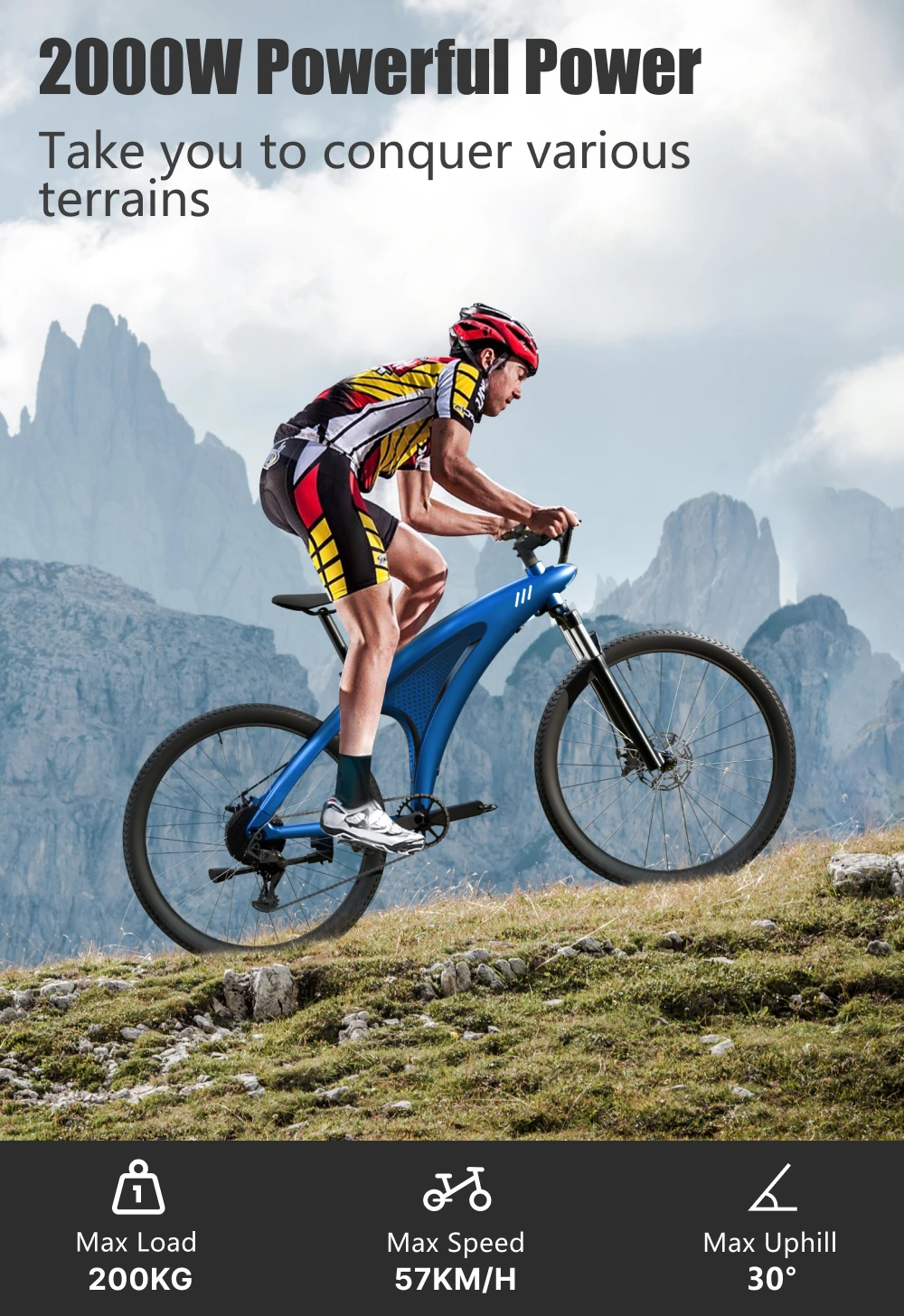 HX Q5 Ebikes 2000W Adults Electric Bike 57KM/H Electric Bicycle 27.5 Inch Removable battery Electric E Bikes Mountain Ebike