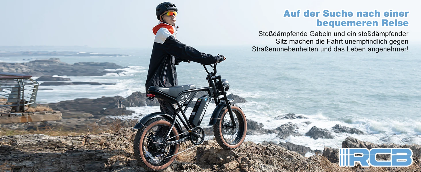 RCB 20'' E Bike, Electric Mountain Bike for Adults, Commuting Electric Bike with Removable 48V 15Ah Battery, Range 45-100KM