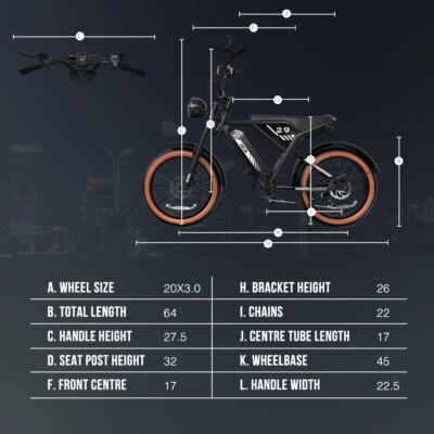 RCB 20'' E Bike, Electric Mountain Bike for Adults, Commuting Electric Bike with Removable 48V 15Ah Battery, Range 45-100KM - Image 6