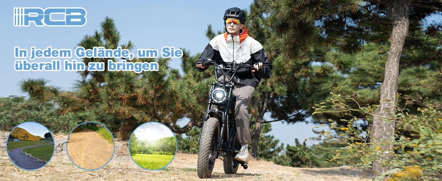RCB 20'' E Bike, Electric Mountain Bike for Adults, Commuting Electric Bike with Removable 48V 15Ah Battery, Range 45-100KM