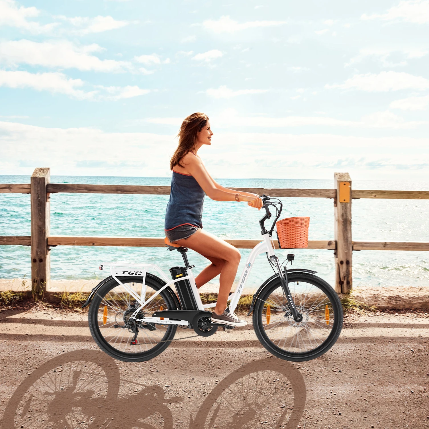 Ttgo YY-26ST Electric Bike for Adults 250W E-Mountain Electric Bike for Men 36V14.5AH Battery, 26 Inch City Tire Electric Bike