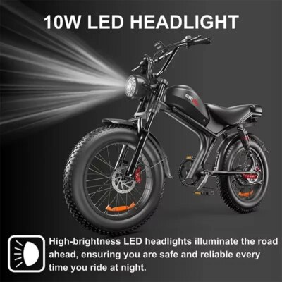 C93 Electric Bicycle 1000W Brushless Motor 48V20AH Lithium Battery Motorcycle Electric Bike 20*4.0 Inch Fat Tire Mountain E-bike - Image 4