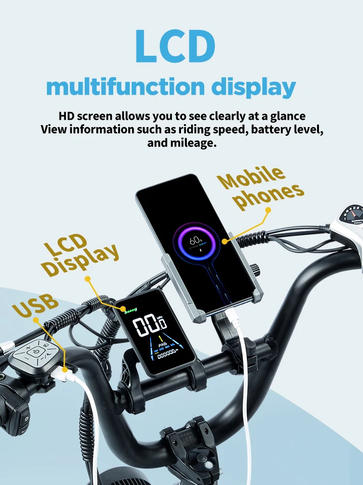 Hots Sale U8 1000W45KM/H 20 Inch Electric Bicycle 48V31.5AH Lithium Battery Ebike 4.0 Fatbike Electric Bike for adults