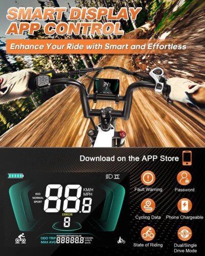 W Wallke H7 Electric Bike for Adults 60Ah/40Ah 3200W Dual-Motor 320 KM Long Range Step Thru eBike 20*4.0'' Fat Tire  APP Control - Image 4