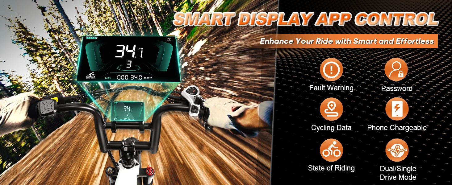 W Wallke H7 Electric Bike for Adults 60Ah/40Ah 3200W Dual-Motor 320 KM Long Range Step Thru eBike 20*4.0'' Fat Tire  APP Control