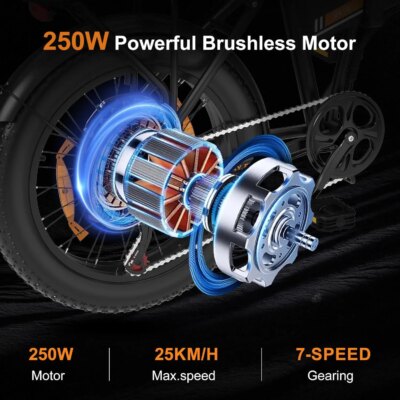 HITWAY Electric Bike for adults 20 "x4.0 Fat E-boat with motor W Foldable Electric car with removable 48V battery - Image 3