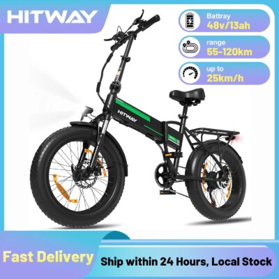 HITWAY Electric Bike for adults 20 "x4.0 Fat E-boat with motor W Foldable Electric car with removable 48V battery