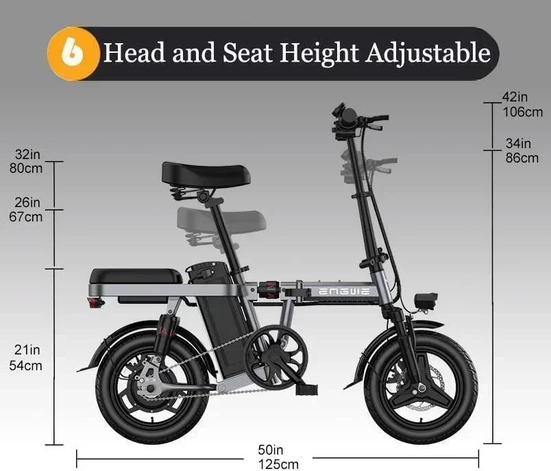 ENGWE Folding Electric Bicycle 250W Powerful Motor 48V10AH Removable Battery Aluminum Alloy E-bike 14-In Tire City Electric Bike