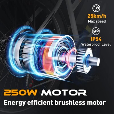 HITWAY Electric bike, 28 electric bikes, city e-bike with removable battery 36V 12Ah, motor 250W, 7 speeds - Image 2