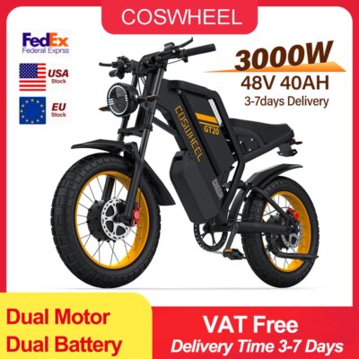 COSWHEEL Electric bike GT20 PRO GT20 MAX 3000W One/Dual Motor 48V 40AH Electric Bicycle 20 Inch Fat Tire Off-Road Mountain EBike