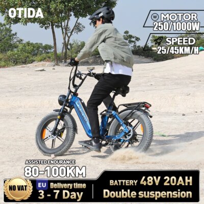 BURCHDA 2025 NEW AZ20 1000W45KM/H 20 Inch Electric Bicycle 48V20AH Lithium Battery Ebike 4.0 Fatbike Electric Bike for adults