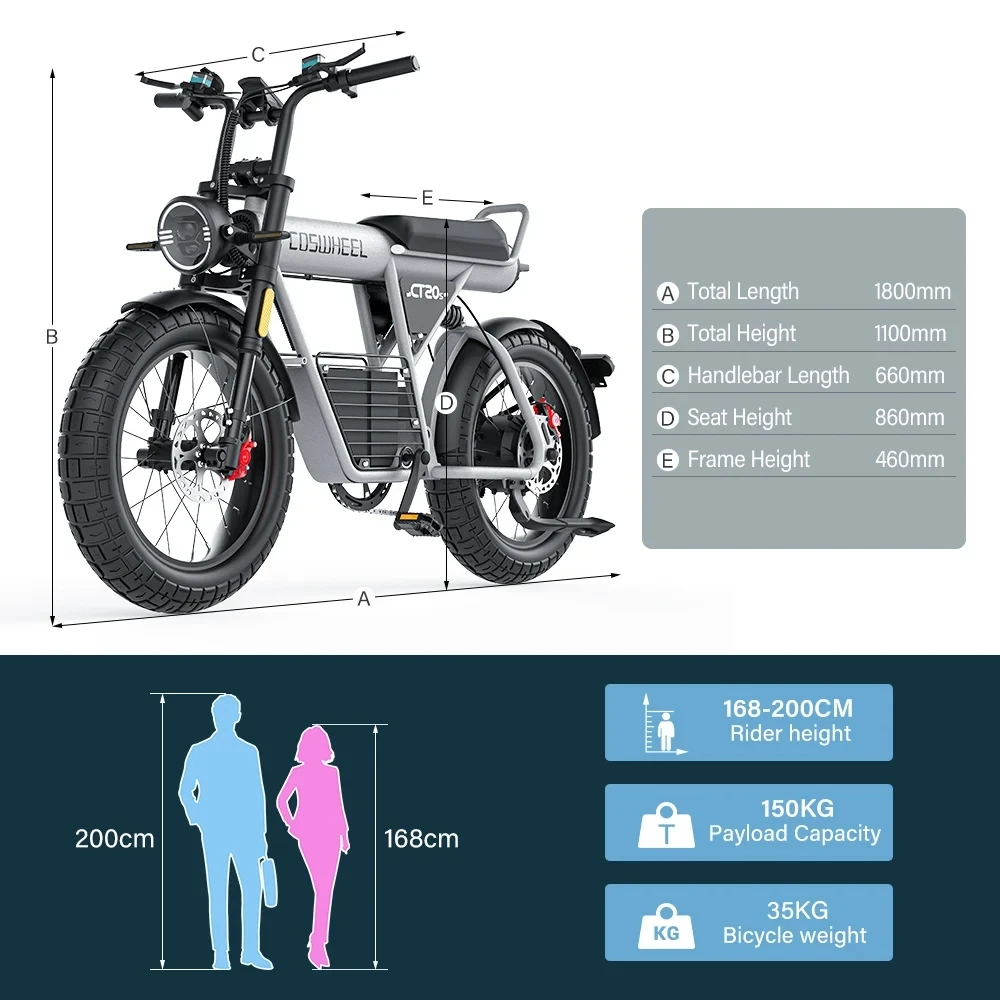 Coswheel Electric Bike CT20S 2000W Motorcyle Drit bike Ebike 20 Inch Fat Tire Bicycle 60V 27.5AH Bikes Adult Electric Bicycle Coswheel Electric Bike CT20S 2000W Motorcyle Drit bike Ebike 20 Inch Fat Tire Bicycle 60V 27.5AH Bikes Adult Electric Bicycle