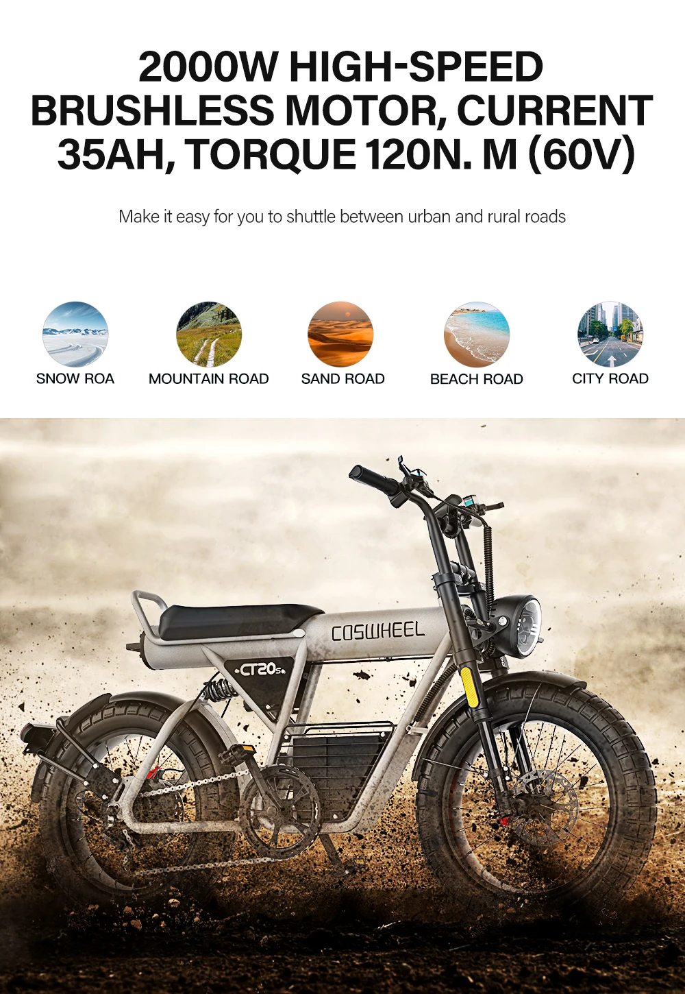 Coswheel Electric Bike CT20S 2000W Motorcyle Drit bike Ebike 20 Inch Fat Tire Bicycle 60V 27.5AH Bikes Adult Electric Bicycle Coswheel Electric Bike CT20S 2000W Motorcyle Drit bike Ebike 20 Inch Fat Tire Bicycle 60V 27.5AH Bikes Adult Electric Bicycle