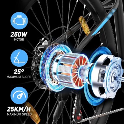 HITWAY Electric bike, powerful Mountain Electric bike 36V 12Ah 250W with speeds, 26-inch support bikes - Image 2