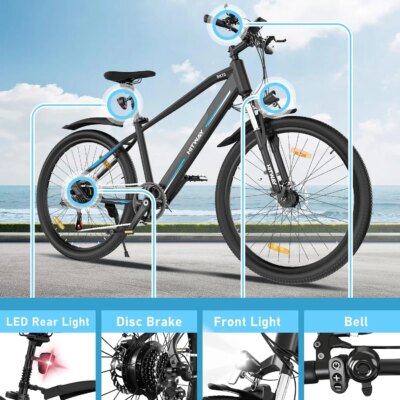 HITWAY Electric bike, powerful Mountain Electric bike 36V 12Ah 250W with speeds, 26-inch support bikes - Image 6
