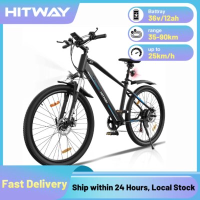 HITWAY Electric bike, powerful Mountain Electric bike 36V 12Ah 250W with speeds, 26-inch support bikes