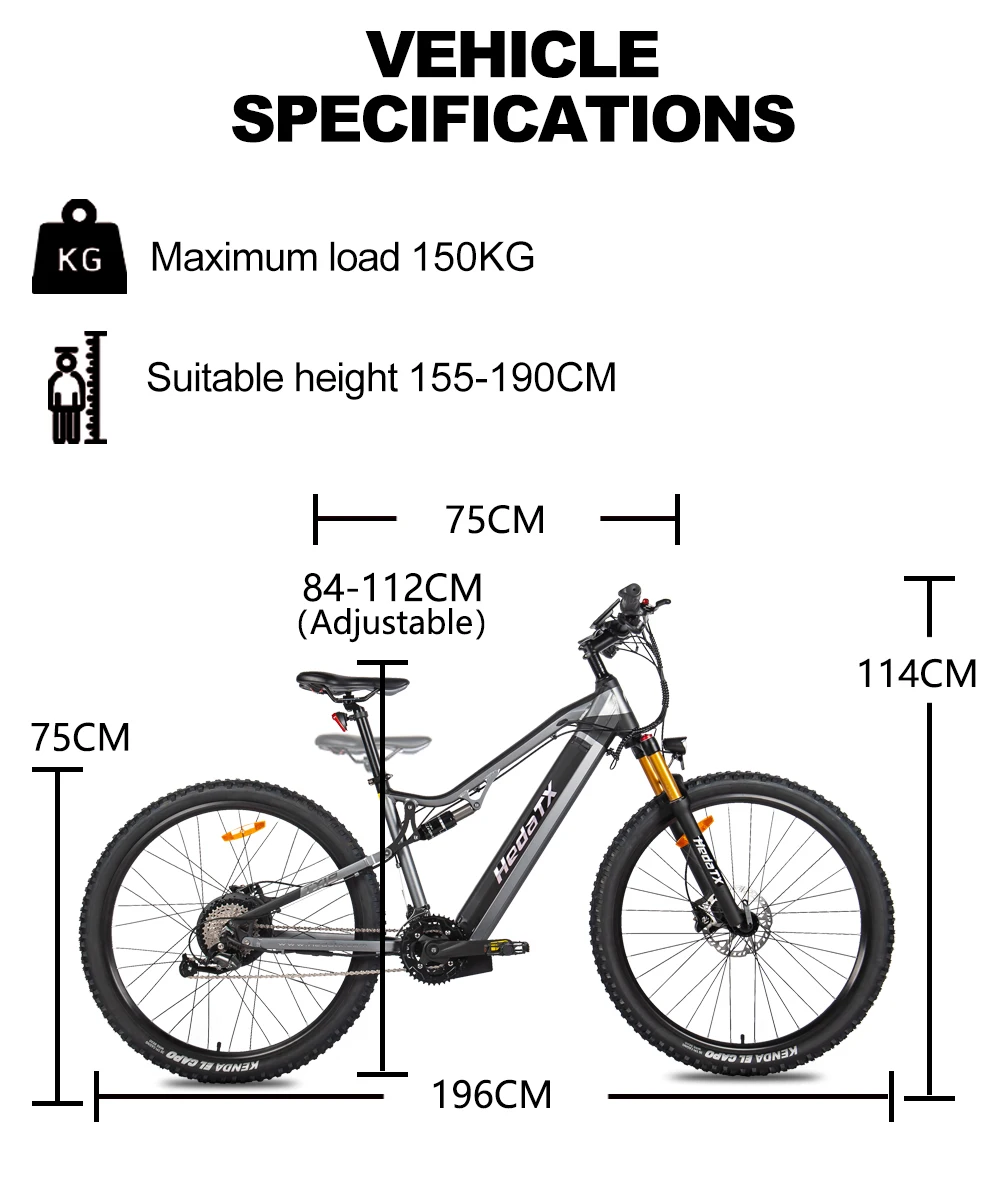 Hedatx TX19 1000W Motor 48V 19.2Ah Electric Bike 29 Inch x2.4 Adult Electric Mountain Bike Power Assist E-Bike Hydraulic Brake