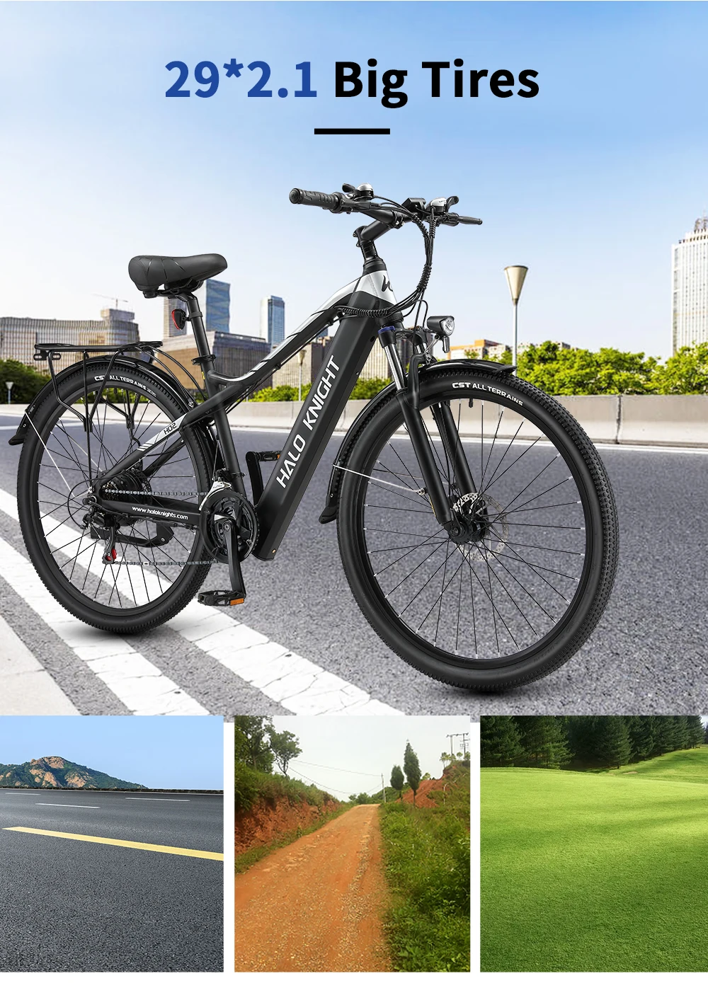 Halo Knight H02 Electric Bike, 750W 48V 16Ah Battery, 29*2.1-inch Tires, 50km/h Max Speed, 60km Max Range, Mechanical Disc Brake