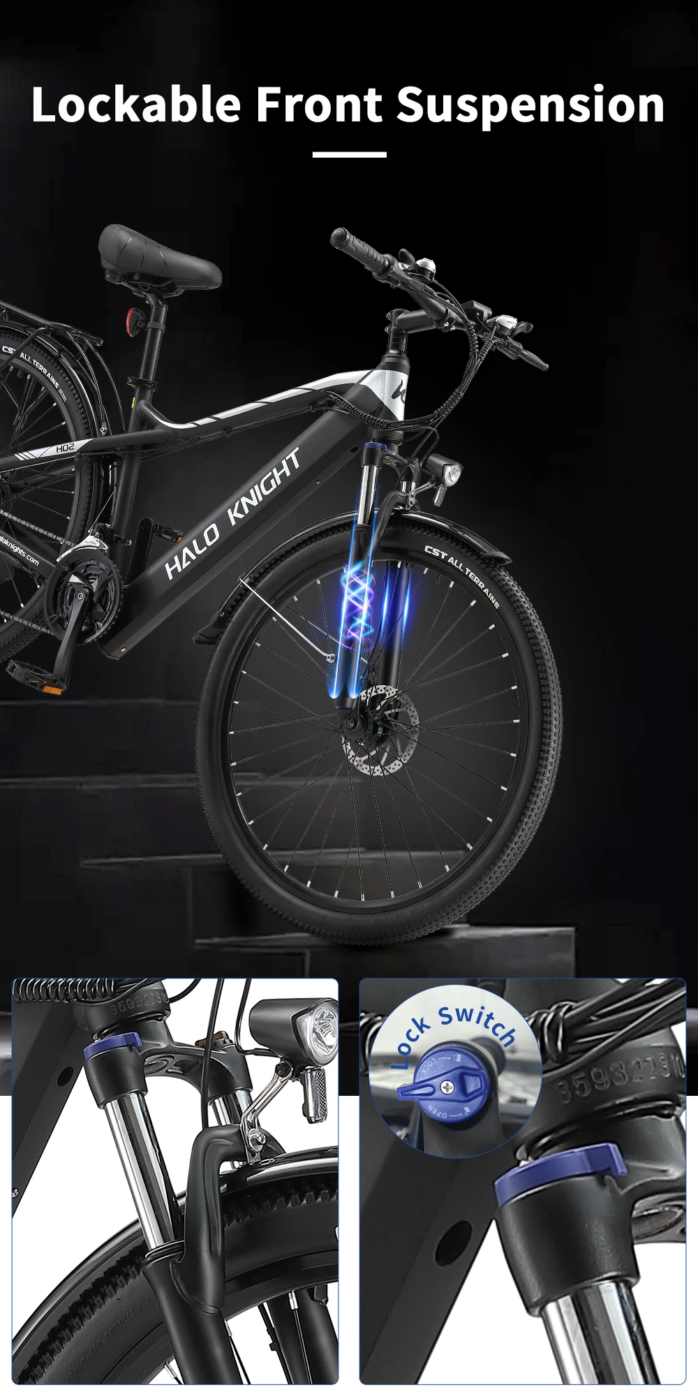 Halo Knight H02 Electric Bike, 750W 48V 16Ah Battery, 29*2.1-inch Tires, 50km/h Max Speed, 60km Max Range, Mechanical Disc Brake