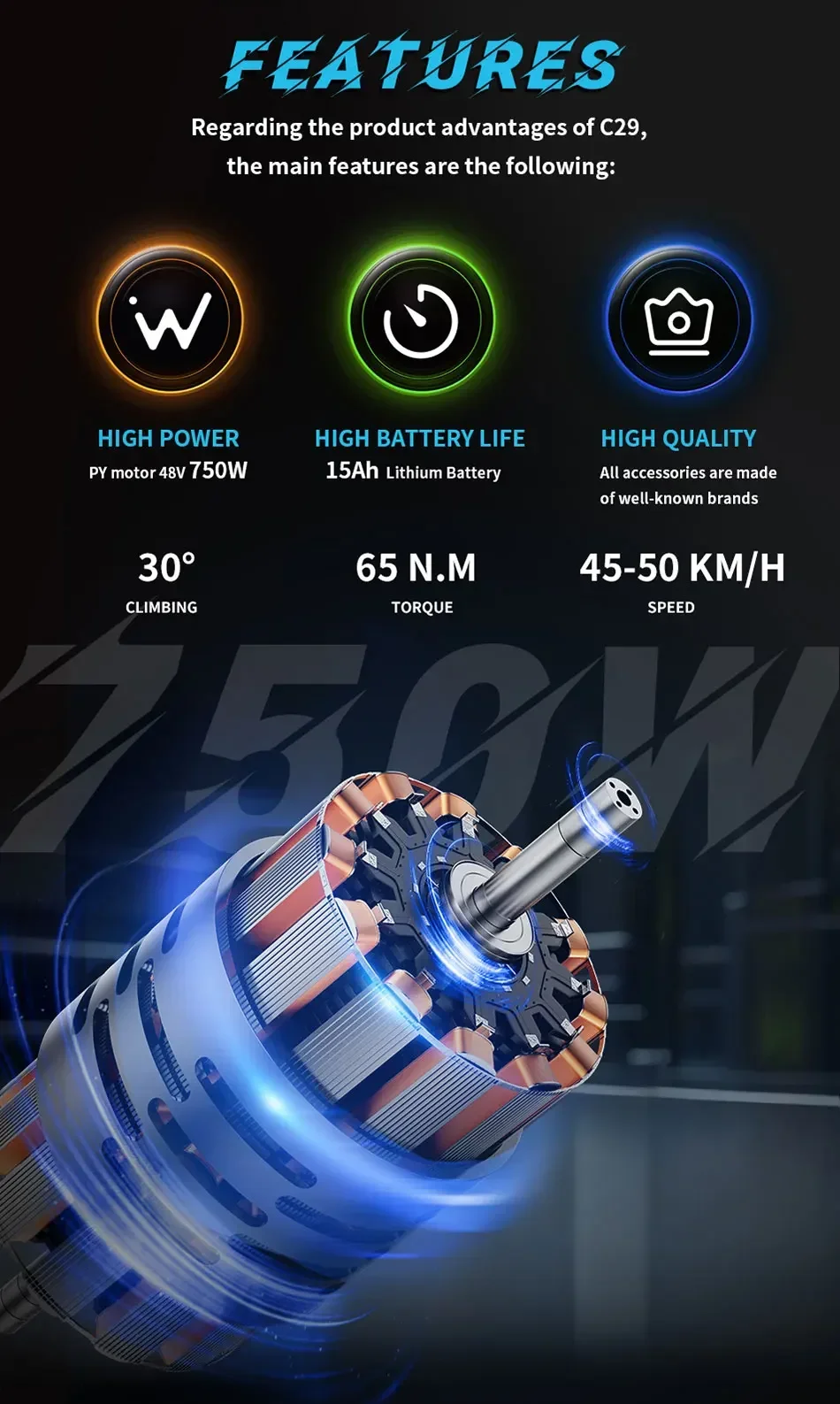 Electric Bicycle C29 750W Powerful Brushless Motor 48V30AH Dual Removable Battery Adult E-bike 29 Inch Tire City Electric Bike Electric Bicycle C29 750W Powerful Brushless Motor 48V30AH Dual Removable Battery Adult E-bike 29 Inch Tire City Electric Bike