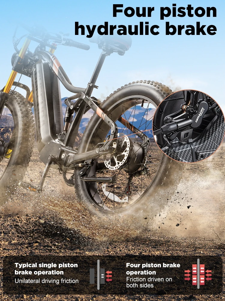 BURCHDA-Electric bike with two motors for adult, 26 inches wide, mountain Electric bike, 48V, 30 Ah, 2500W, HC26