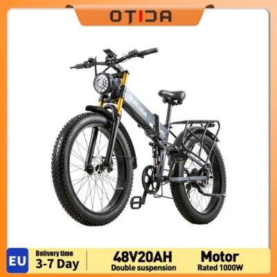 BURCHDA R5Pro Electric Bike 1000W Motor 48V20Ah Battery 26Inch Fat Tire Mountain Snow Ebike - All-Terrain Off-Road/City Cycling