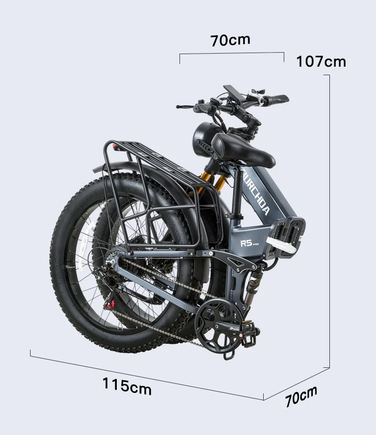 BURCHDA R5Pro Electric Bike 1000W Motor 48V20Ah Battery 26Inch Fat Tire Mountain Snow Ebike - All-Terrain Off-Road/City Cycling
