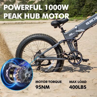 BURCHDA R5Pro Electric Bike 1000W Motor 48V20Ah Battery 26Inch Fat Tire Mountain Snow Ebike - All-Terrain Off-Road/City Cycling - Image 6