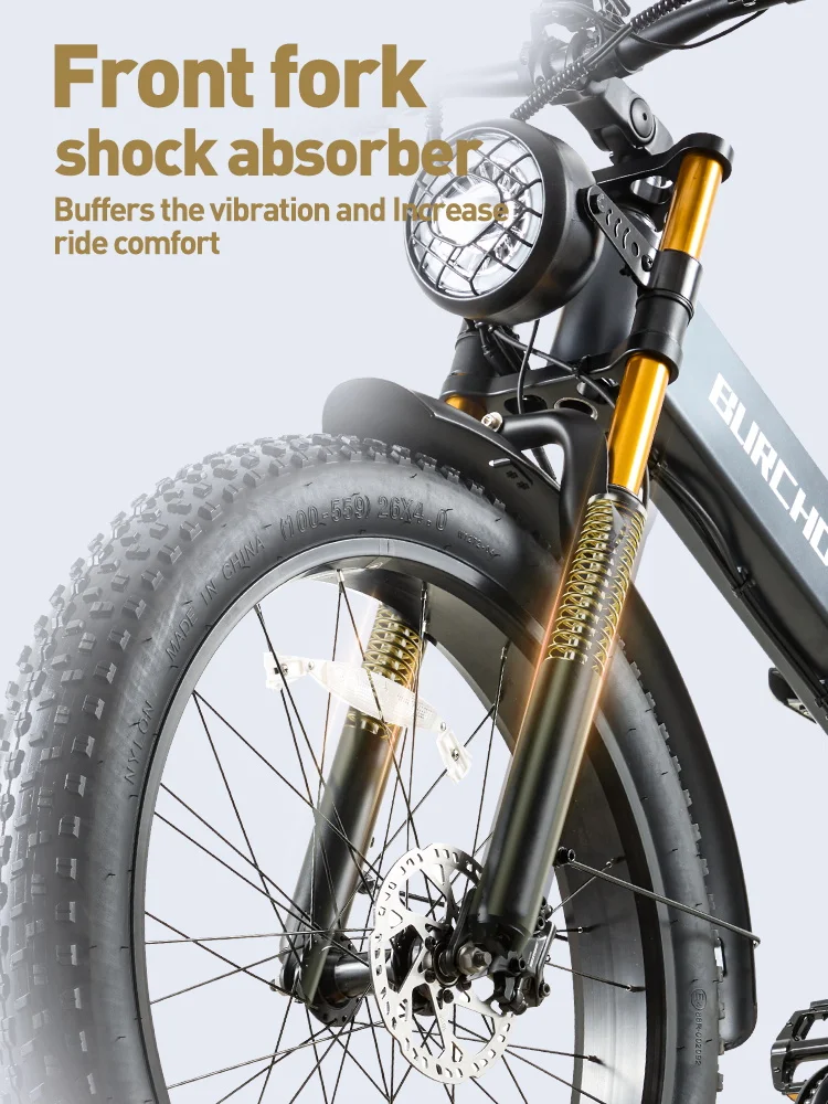 BURCHDA R5Pro Electric Bike 1000W Motor 48V20Ah Battery 26Inch Fat Tire Mountain Snow Ebike - All-Terrain Off-Road/City Cycling