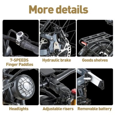 BURCHDA R5Pro Electric Bike 1000W Motor 48V20Ah Battery 26Inch Fat Tire Mountain Snow Ebike - All-Terrain Off-Road/City Cycling - Image 5