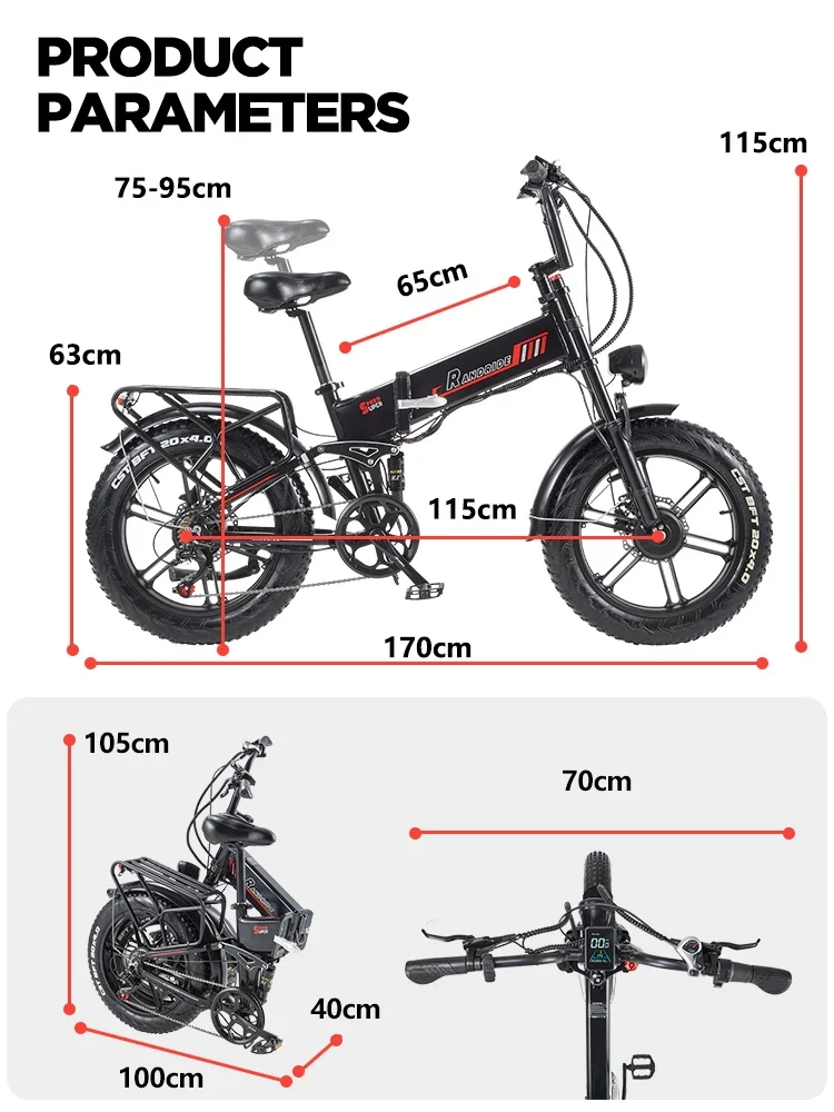 YX20M PLUS E Bike 2000W motor 48V20AH Removable battery Electric Bicycle Hydraulic disc brake 20*4-inch fat tire Electric Bike YX20M PLUS E Bike 2000W motor 48V20AH Removable battery Electric Bicycle Hydraulic disc brake 20*4-inch fat tire Electric Bike