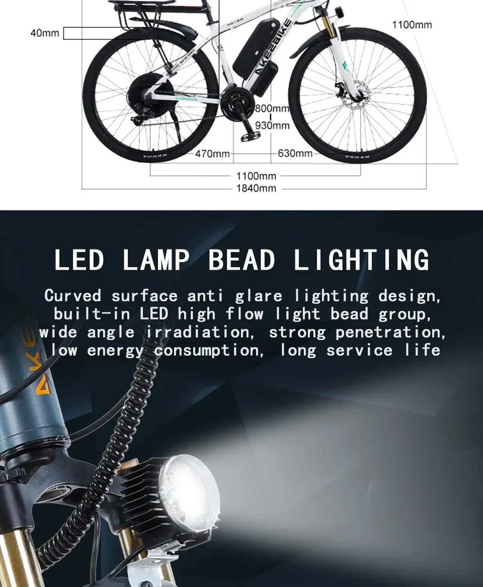 1000W Electric City Bike Removable 13Ah Lithium-ion Battery Ebike 60 Miles Range Dual Disc Brakes Alloy Electric Bicycle 1000W Electric City Bike Removable 13Ah Lithium-ion Battery Ebike 60 Miles Range Dual Disc Brakes Alloy Electric Bicycle