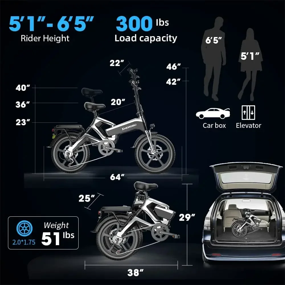 ZHENGBU K6S 20 Inch 48V 400W 500W 12.8AH Battery Foldable Ebike Full Suspension Electric Bicycle 7 Speed Folding Electric Bike ZHENGBU K6S 20 Inch 48V 400W 500W 12.8AH Battery Foldable Ebike Full Suspension Electric Bicycle 7 Speed Folding Electric Bike