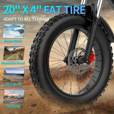 Ridstar-Q20 Pro Electric Bike for Adults, 2000W 52V, 40AH Battery, Max 50-180 Miles Electric Motorcycle, 20" Fat Tire Dirt eBike - Image 5