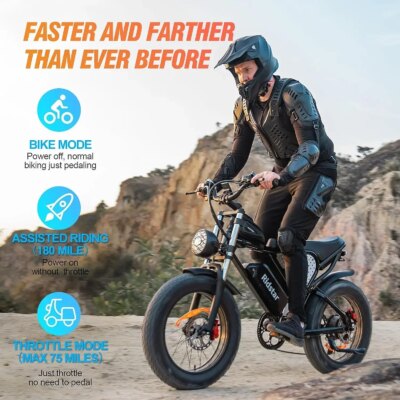 Ridstar-Q20 Pro Electric Bike for Adults, 2000W 52V, 40AH Battery, Max 50-180 Miles Electric Motorcycle, 20" Fat Tire Dirt eBike - Image 6