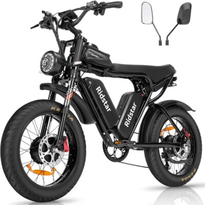 Ridstar-Q20 Pro Electric Bike for Adults, 2000W 52V, 40AH Battery, Max 50-180 Miles Electric Motorcycle, 20" Fat Tire Dirt eBike