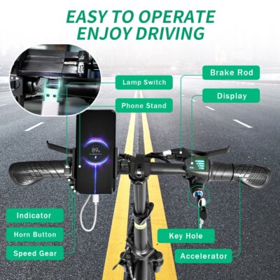 400W Ebike 35km/h 48V 30AH Removable Battery Electric Bike Multi-Shock Absorption City Commuter Foldable Adult Electric Bicycle - Image 6