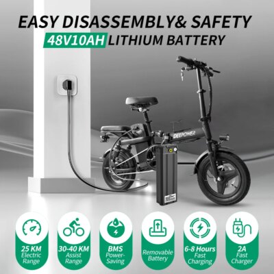 400W Ebike 35km/h 48V 30AH Removable Battery Electric Bike Multi-Shock Absorption City Commuter Foldable Adult Electric Bicycle - Image 5