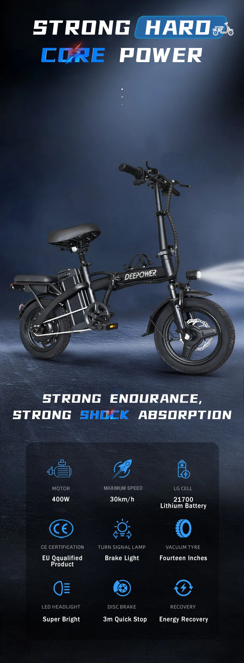 ZPW Ebike K100 400W 48V 30AH Electric bike Adult Fat Tire Folding Electric Bicycle City Commuter Electric Bike Urban Ebike ZPW Ebike K100 400W 48V 30AH Electric bike Adult Fat Tire Folding Electric Bicycle City Commuter Electric Bike Urban Ebike