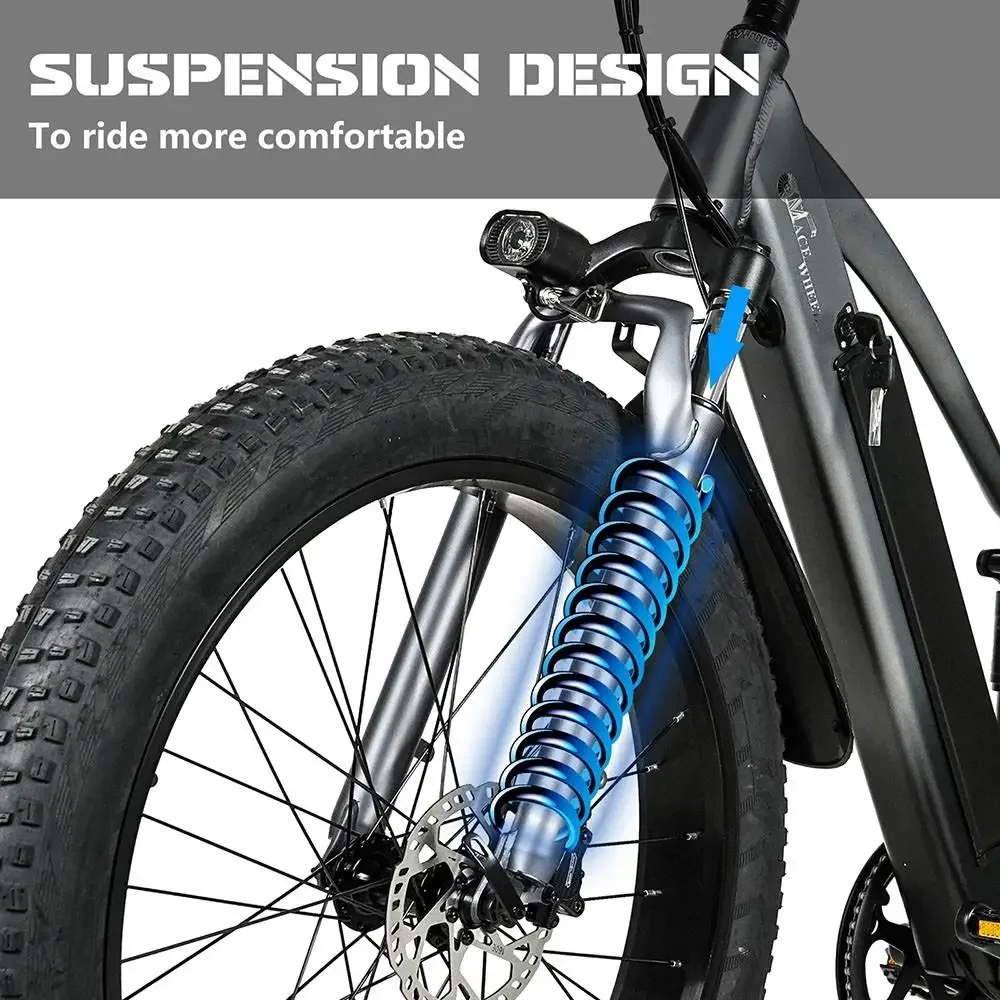 CMACEWHEEL TP26 Electric Bicycle  48V17AH Lithium Battery Adult Riding Electric Bike 26*4 inch Fat Tire Mountain Snow E-bike