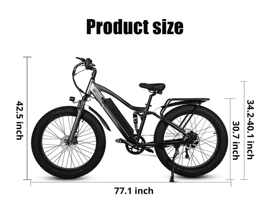CMACEWHEEL TP26 Electric Bicycle  48V17AH Lithium Battery Adult Riding Electric Bike 26*4 inch Fat Tire Mountain Snow E-bike