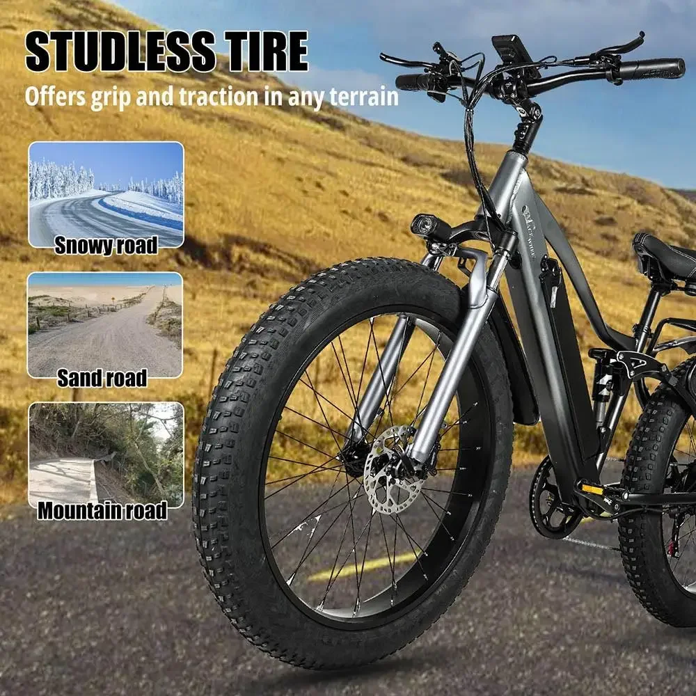 CMACEWHEEL TP26 Electric Bicycle  48V17AH Lithium Battery Adult Riding Electric Bike 26*4 inch Fat Tire Mountain Snow E-bike