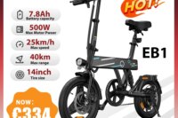 iScooter EB1 Electric Bike, 500W Motor, 36V 7.8AH Lithium Battery, 25KM High-Speed City E-Bike With 14inch Foldable For Adults