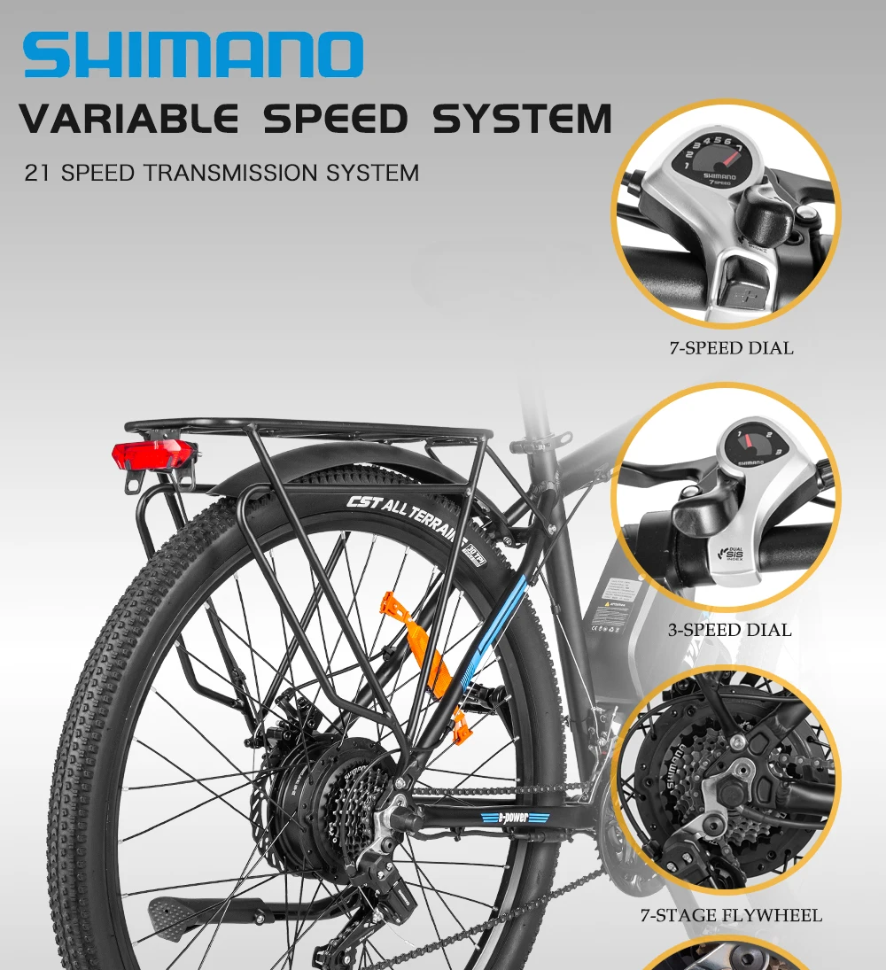 Pasebik Off-Road Mount Electric truck 29 Inch Adult Electric Bike, 750W 48V 21Ah Li-ion Battery 21 Speed Mount Sport boat