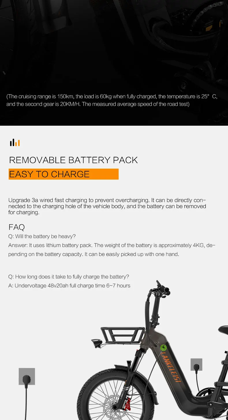 LANKELEISI Wombat-1 Adult Electric Bike 1000W 48V20AH City E-Bike 20 inch Fat fetus Non Foldable LCD Instrument Electric Bicycle
