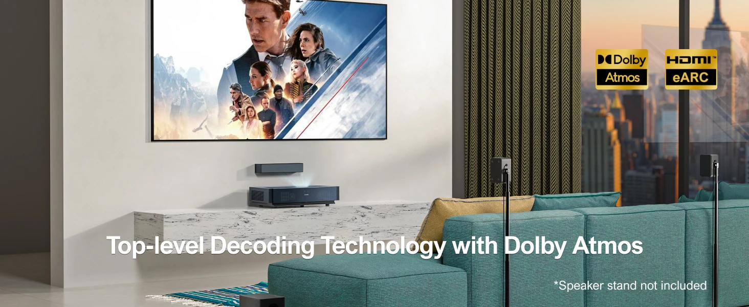 ULTIMEA 5.1ch Dolby Atmos Soundbar, 3D Surround Sound System, Soundbar for TV Devices with Wireless Subwoofer & 2 Rear Speakers