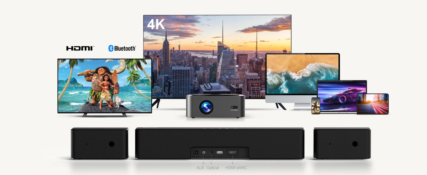 ULTIMEA 5.1ch Dolby Atmos Soundbar, 3D Surround Sound System, Soundbar for TV Devices with Wireless Subwoofer & 2 Rear Speakers