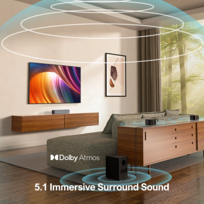 ULTIMEA 5.1ch Dolby Atmos Soundbar, 3D Surround Sound System, Soundbar for TV Devices with Wireless Subwoofer & 2 Rear Speakers - Image 2