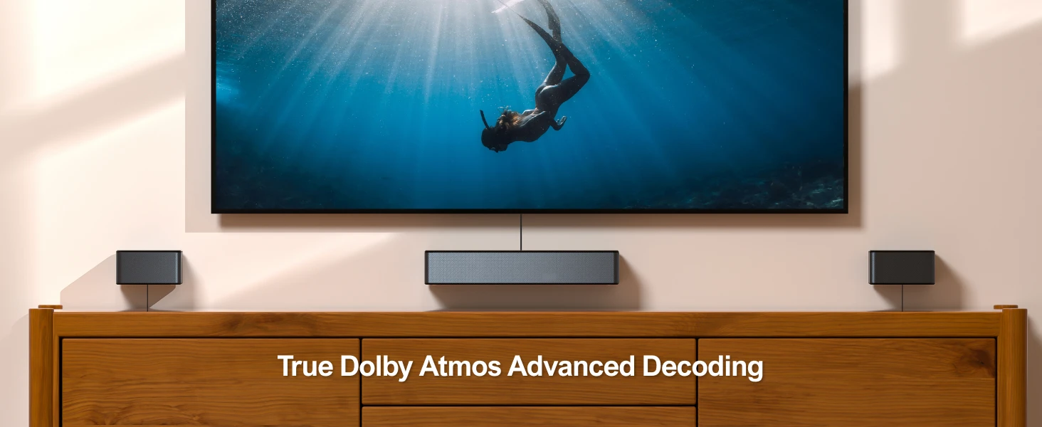 ULTIMEA 5.1ch Dolby Atmos Soundbar, 3D Surround Sound System, Soundbar for TV Devices with Wireless Subwoofer & 2 Rear Speakers